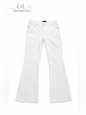 WHBM White Rhinestone Flare Jeans Trouser Denim Pants size 8R